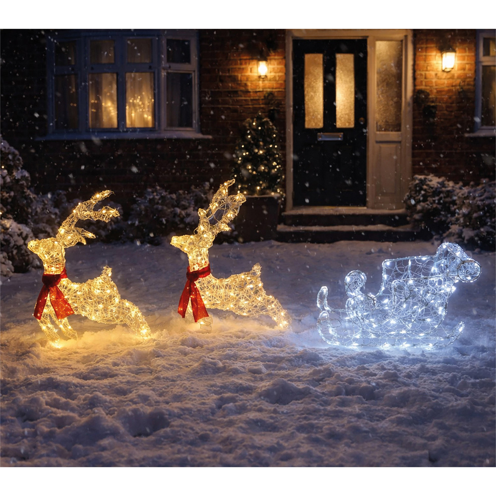 Xmas Haus 240 Bright LED Acrylic Deer and Sleigh Christmas Decoration Image 2