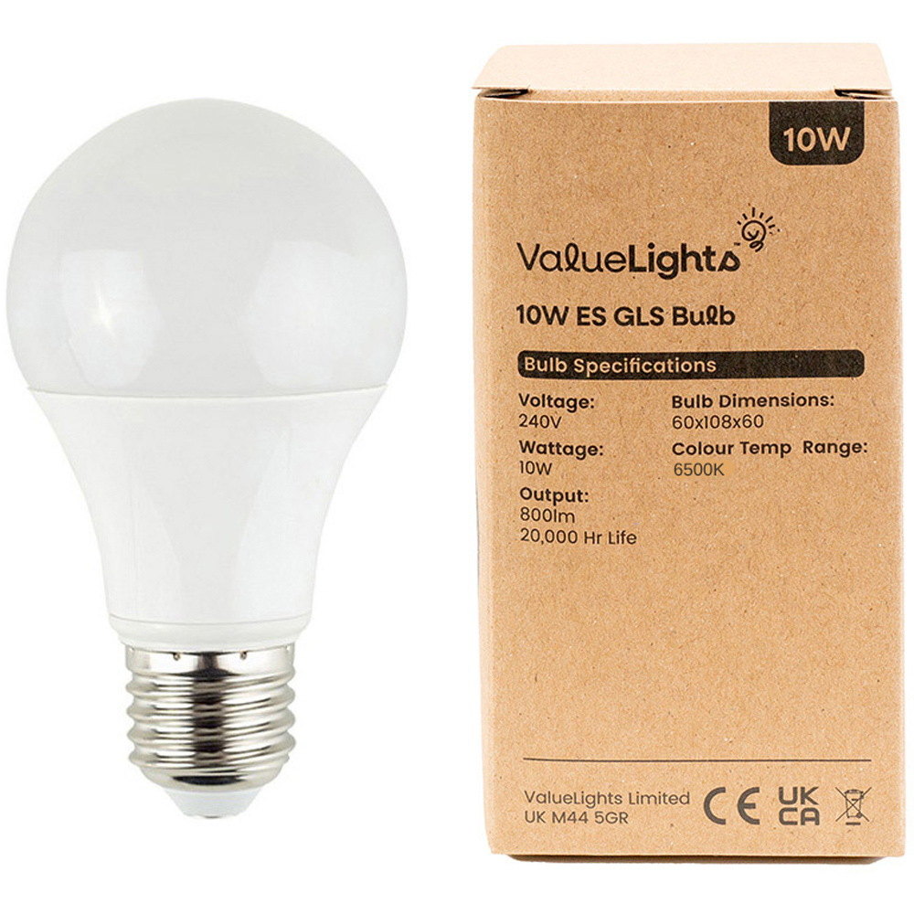 ValueLights 10W 6500K Cool White E27 LED Light Bulb 10 Pack Image 2