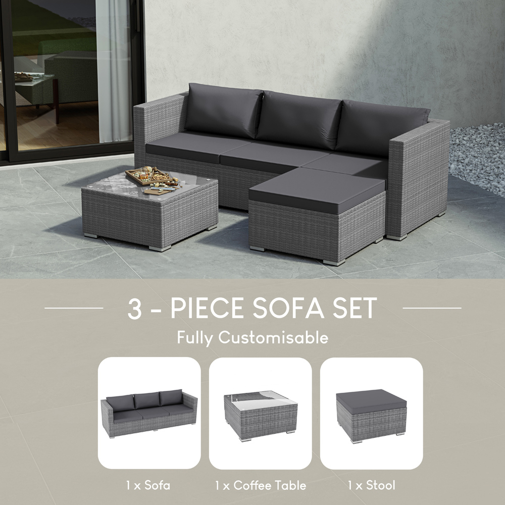 GARDEN VIDA Hampton 4 Seater Grey PE Rattan Garden Corner Lounge Set with Cover Image 4