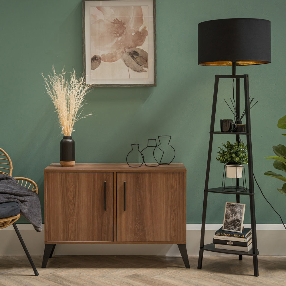 ValueLights Hiru 3 Shelf Black Floor Lamp Base Image 2