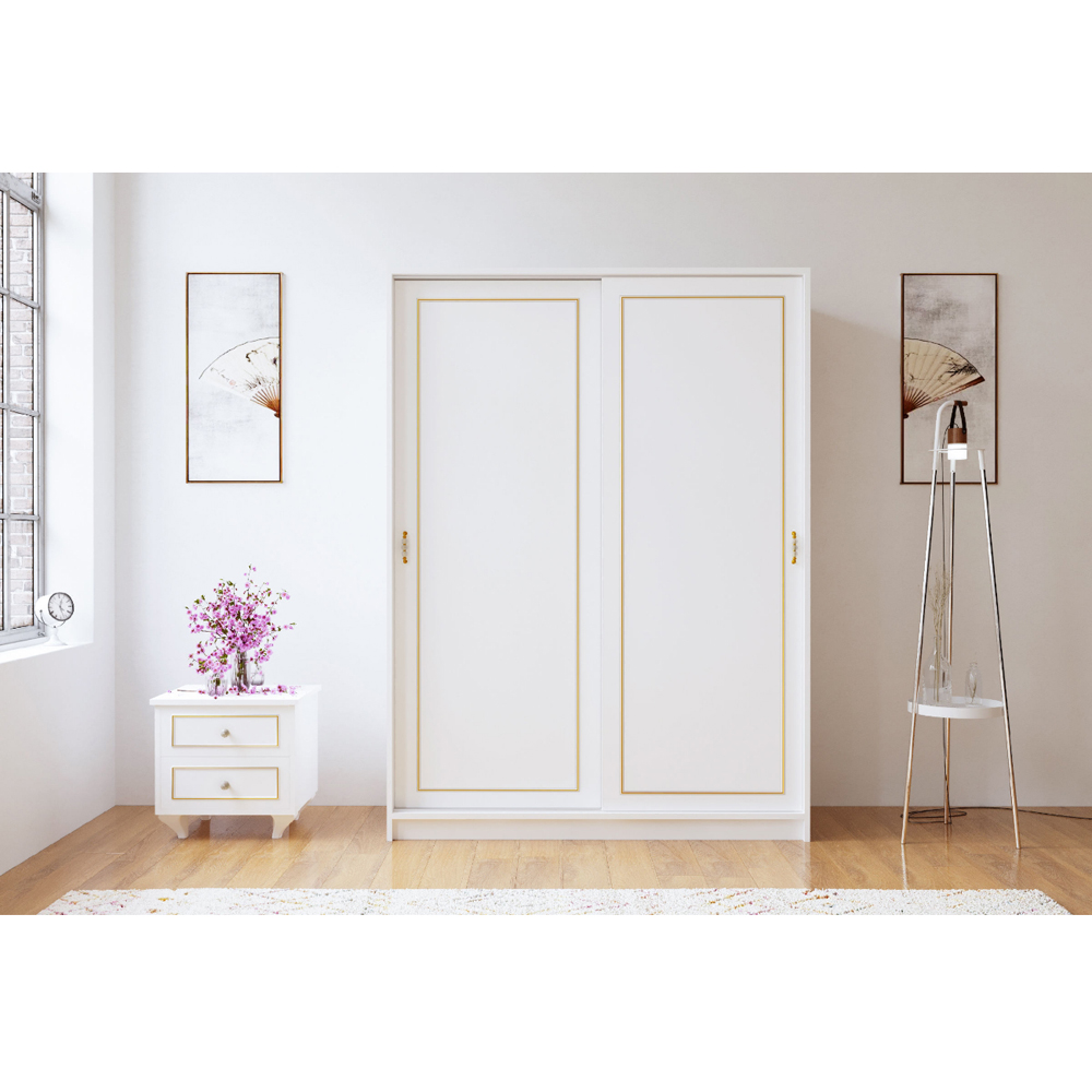 Evu MARIE 2 Door Gold and White Sliding Wardrobe Image 3