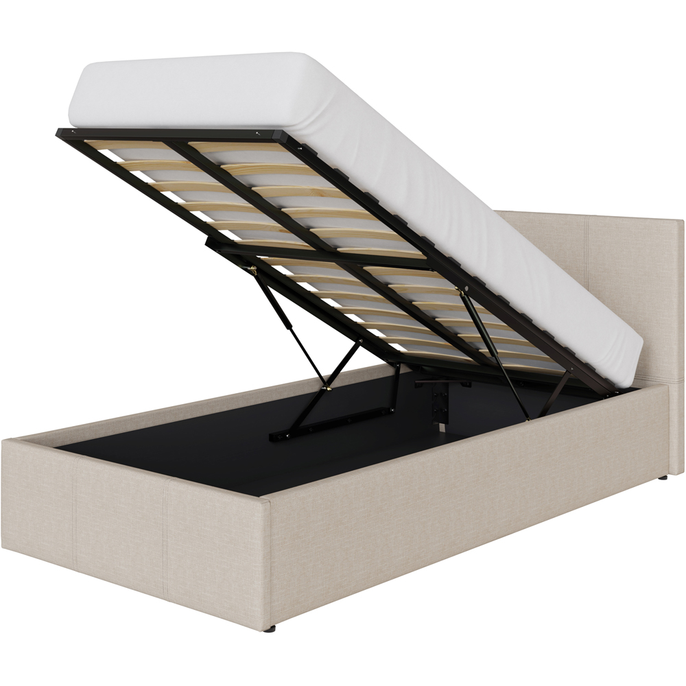 GFW Single Natural Hopsack Fabric End Lift Ottoman Bed with Memory Pocket Spring Mattress Image 4