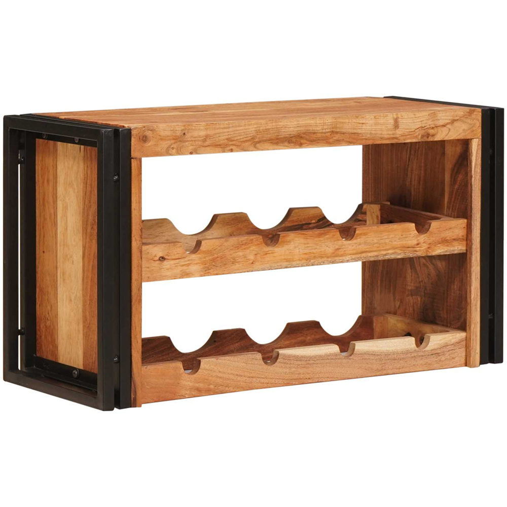 vidaXL 8 Bottle Brown Solid Acacia Wood Wall Mounted Wine Rack Image 3