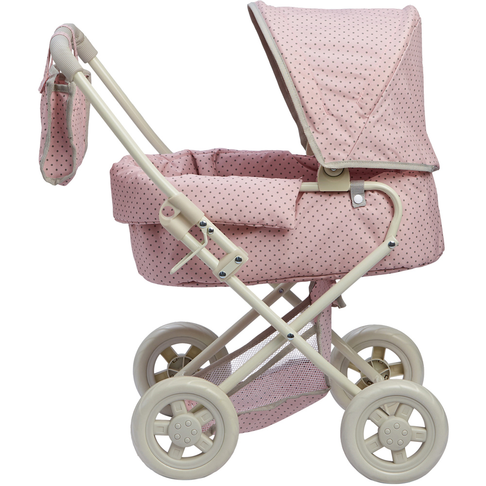 Teamson Kids Olivia's Little World Pink and Grey Polka Dots Princess Baby Doll Stroller Image 3