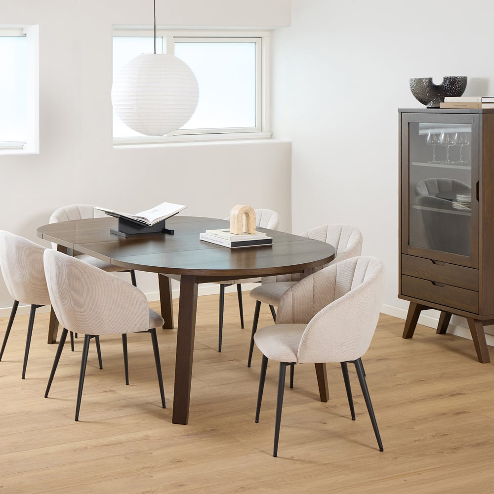 Florence A Line Smoked Oak Round Dining Table Extension Leaf Image 2