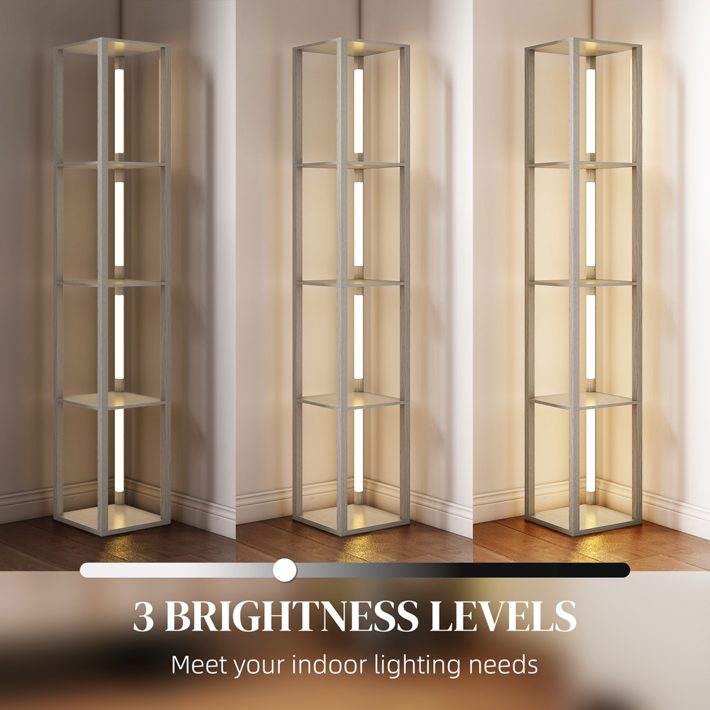 Portland 4 Shelf Oak LED Floor Lamp with Foot Switch Image 6