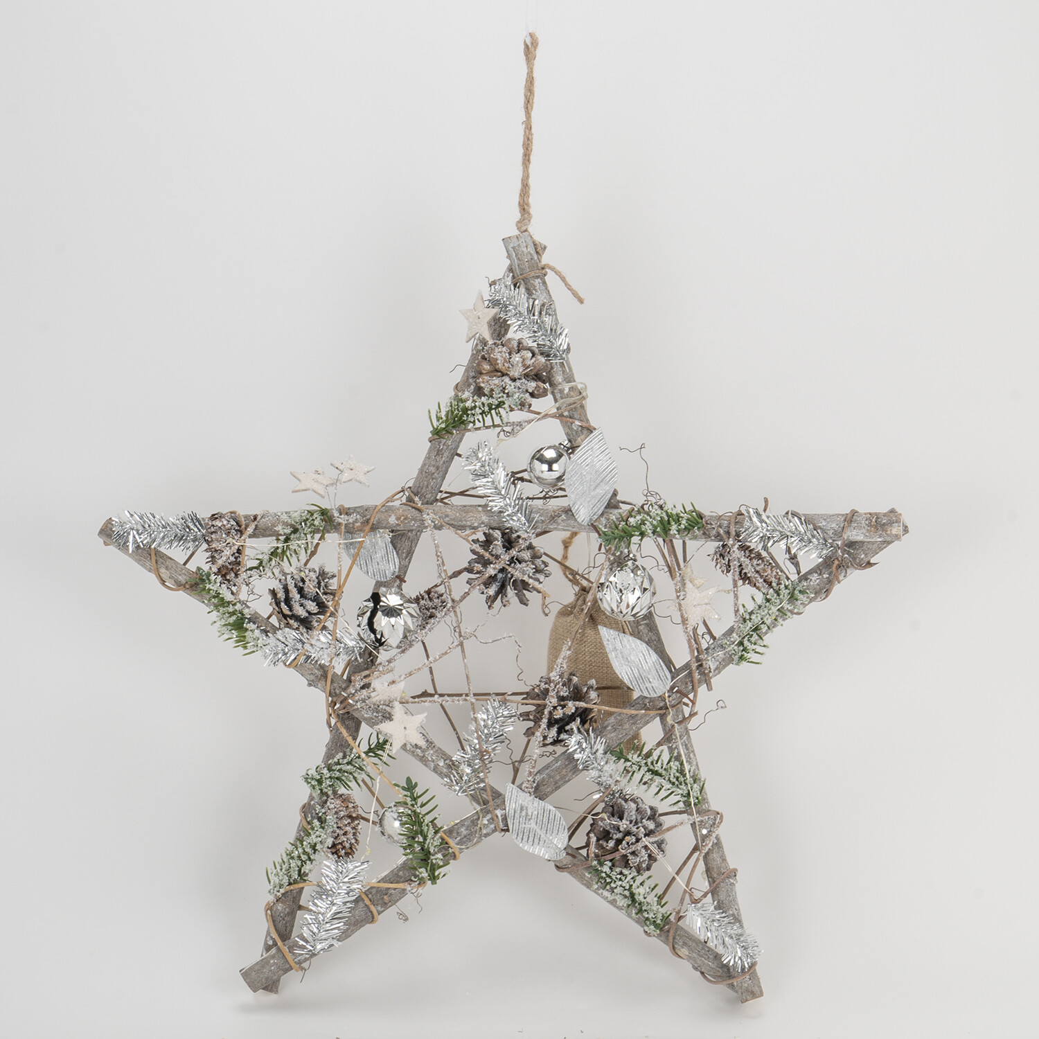 Alpine Lodge Light Up Star with Floristry Christmas Ornament Image 2