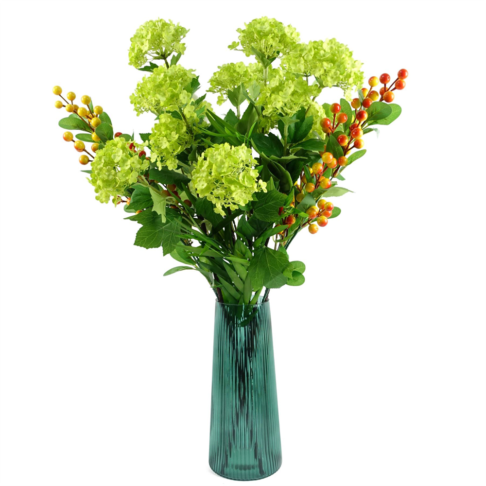 Botanik Green Ridged Glass Vase 28cm Image 4