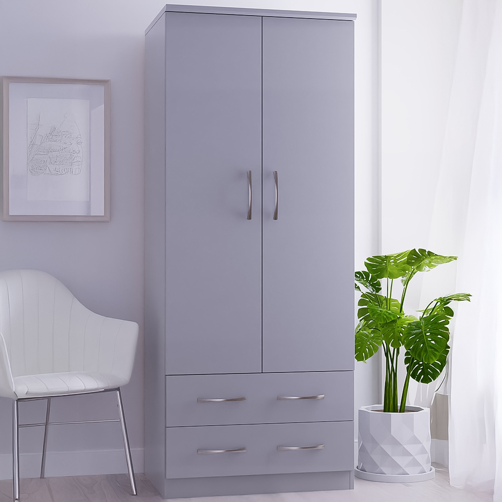 Crowndale Avon 2 Door 2 Drawer Dusk Grey Wardrobe Ready Assembled Image 1