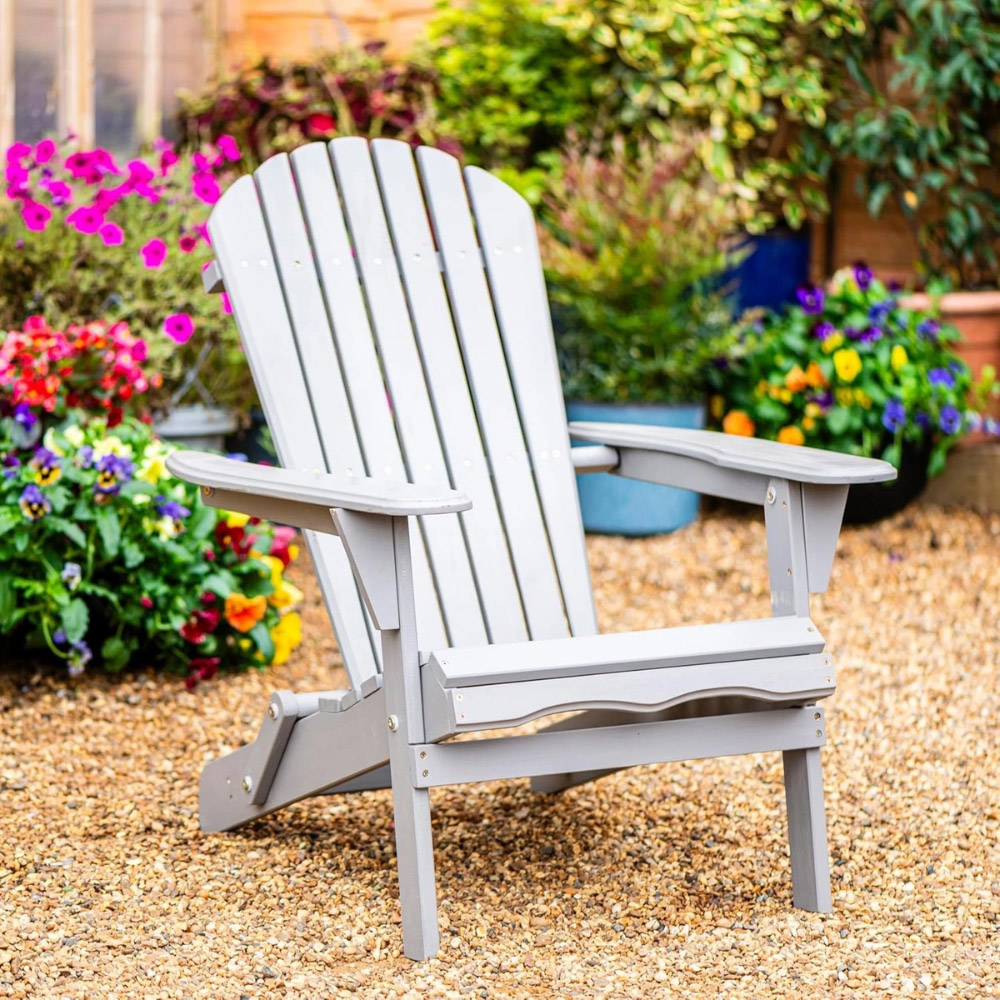 Garden Gear Grey Hemlock Hardwood Foldable Adirondack Chair Image 8