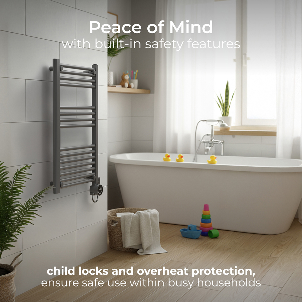 Masterplug SmartEnergy Thermaline Anthracite Grey Heated Towel Rail 800 x 500mm Image 7