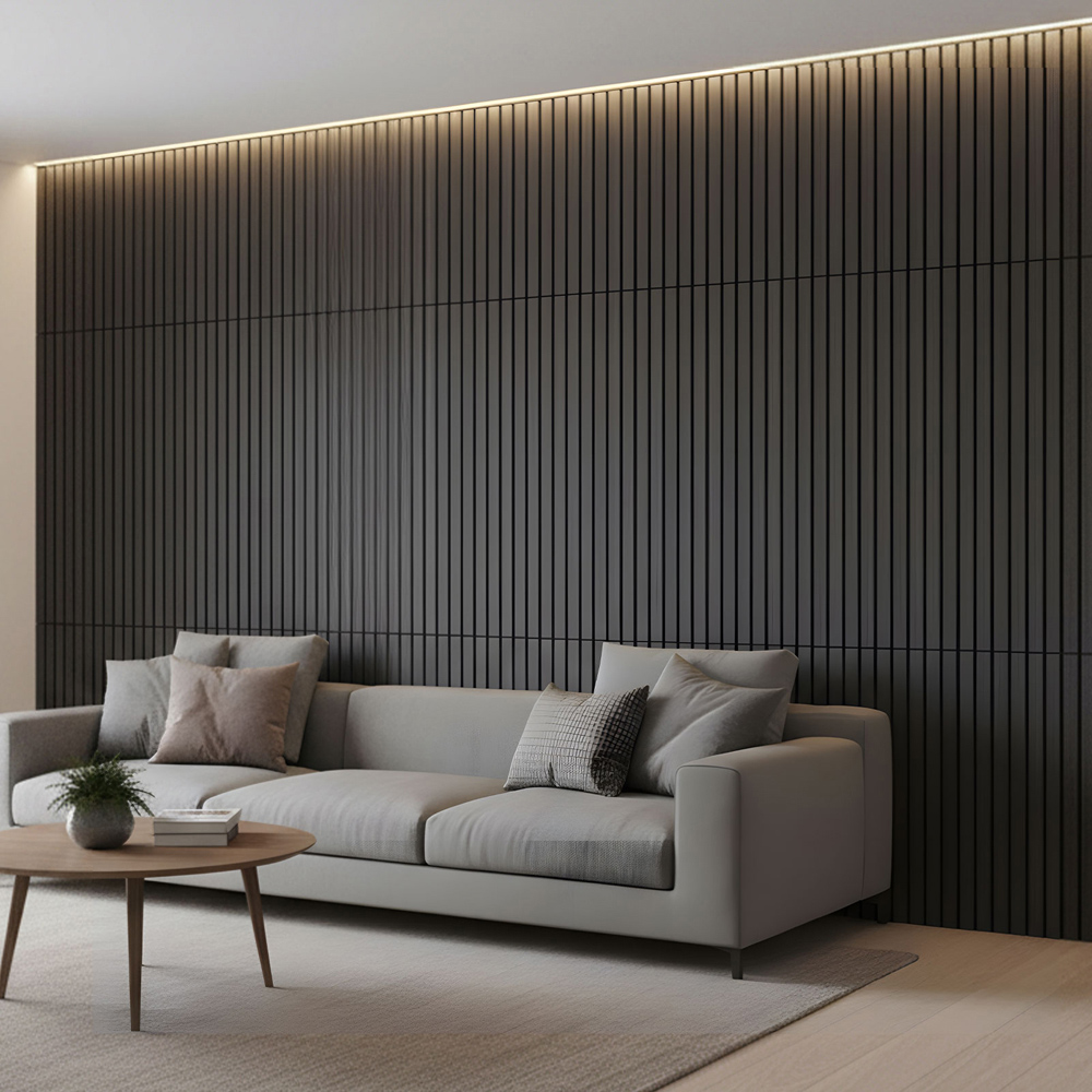 Living and Home Black Acoustic Wood Slat Wall Panel 60 x 30cm 8 Pack Image 8
