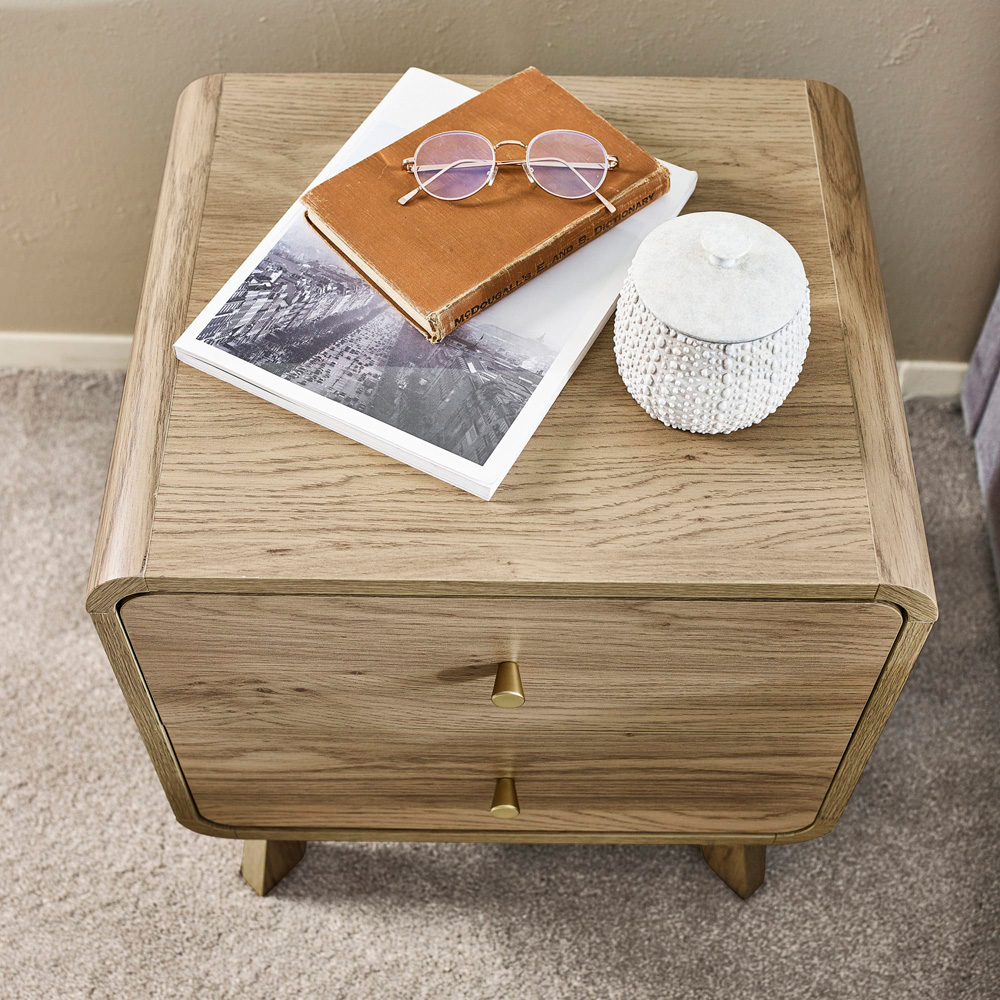 Julian Bowen Ingrid 2 Drawer Oak Bedside Table Image 7