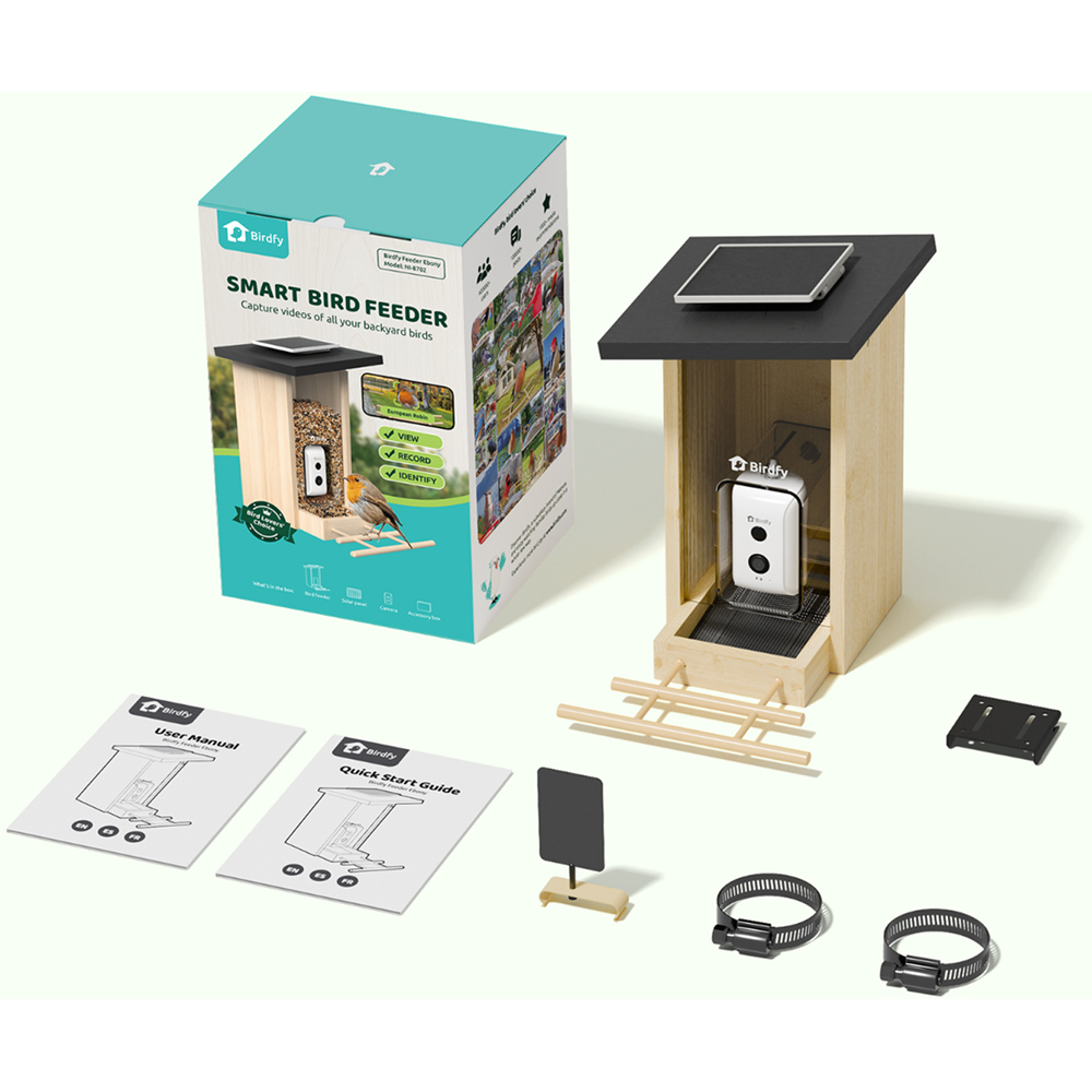 Birdfy Ebony Lite Wi-Fi Smart Solar Bird Feeder with 1080p FHD AI Camera Image 2