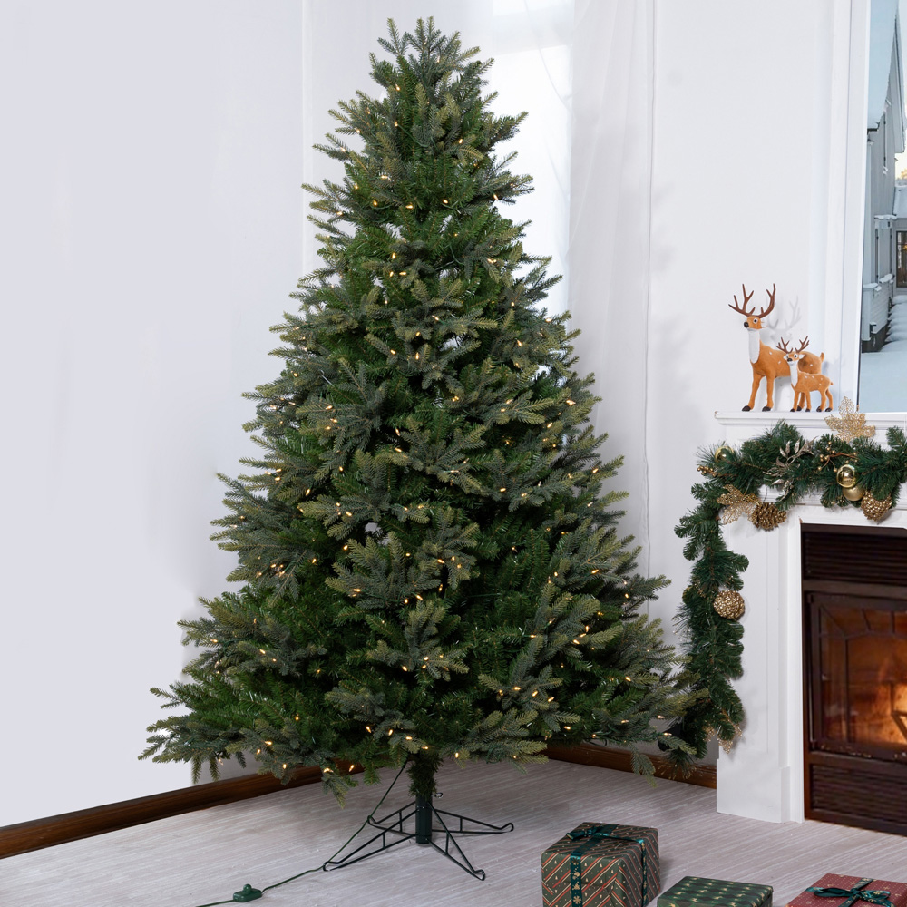 Abrihome 700 Warm White LED Pre-Lit Grand Fir Artificial Christmas Tree with 2615 Mixed Tips 8ft Image 3