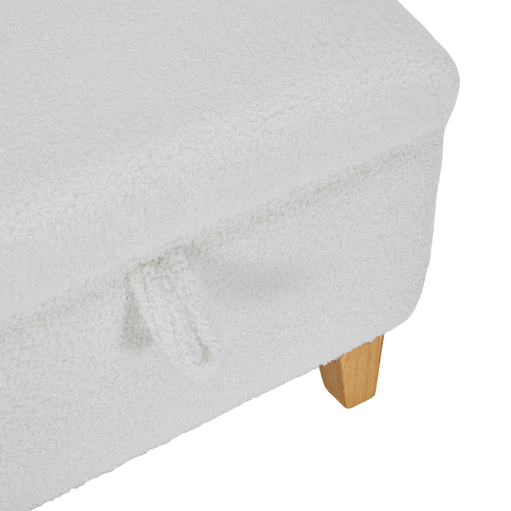 Living and Home White Teddy Fleece Upholstered Storage Ottoman Image 3