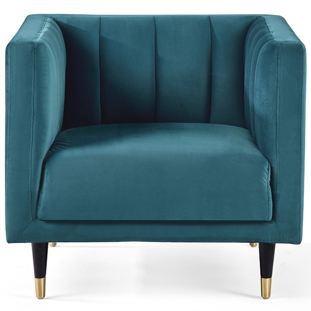 Julian Bowen Salma Teal Velvet Scalloped Back Chair Image 3