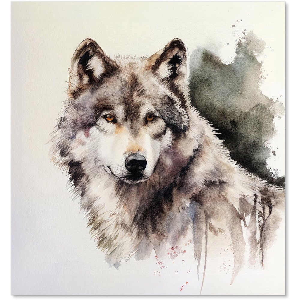 Warren Reed Designer Loyal Wolf Watercolour Glass Kitchen Splashback 75 x 70cm Image 2
