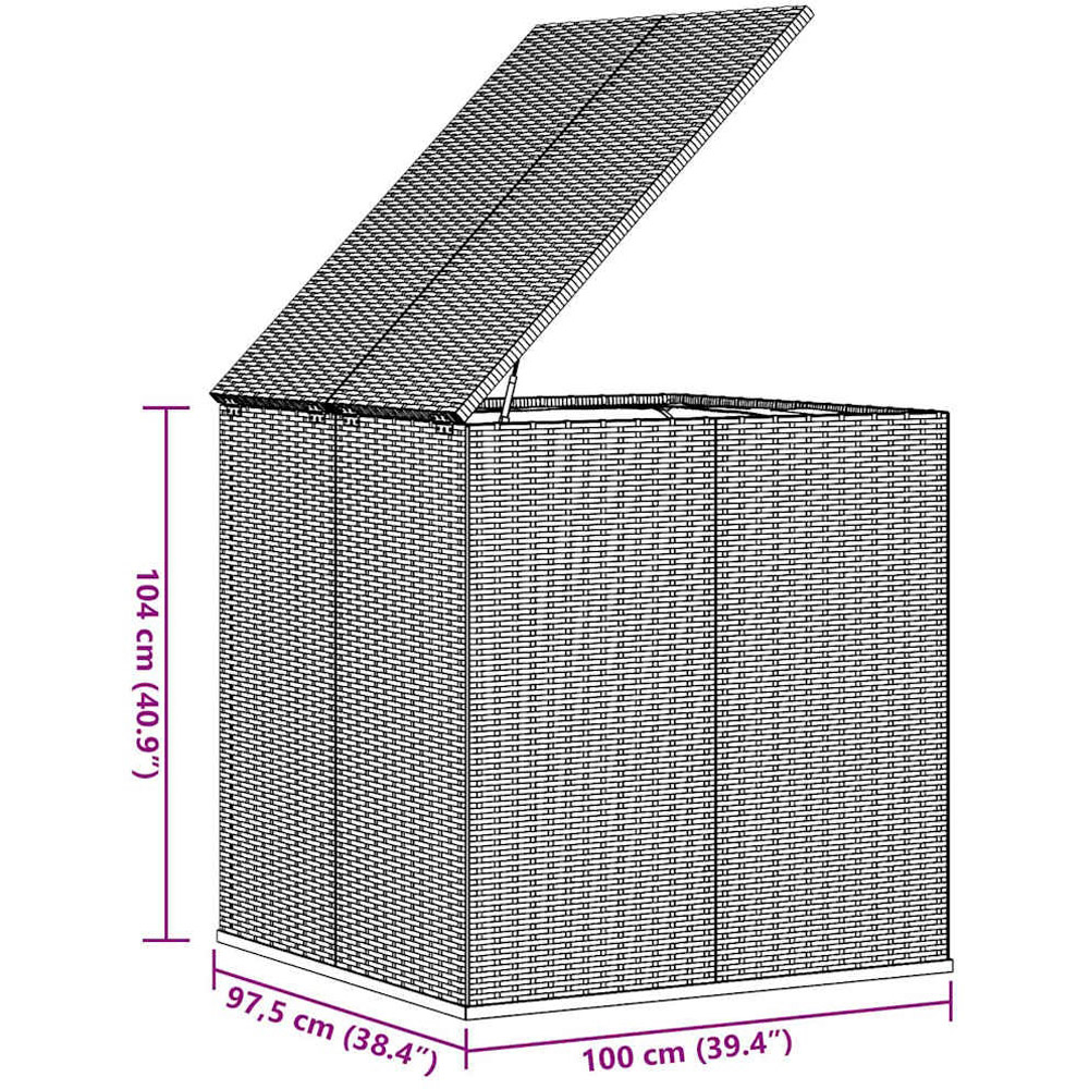 Walplus Grey PE Rattan Cushion Box 104 x 98 x 100cm Image 8