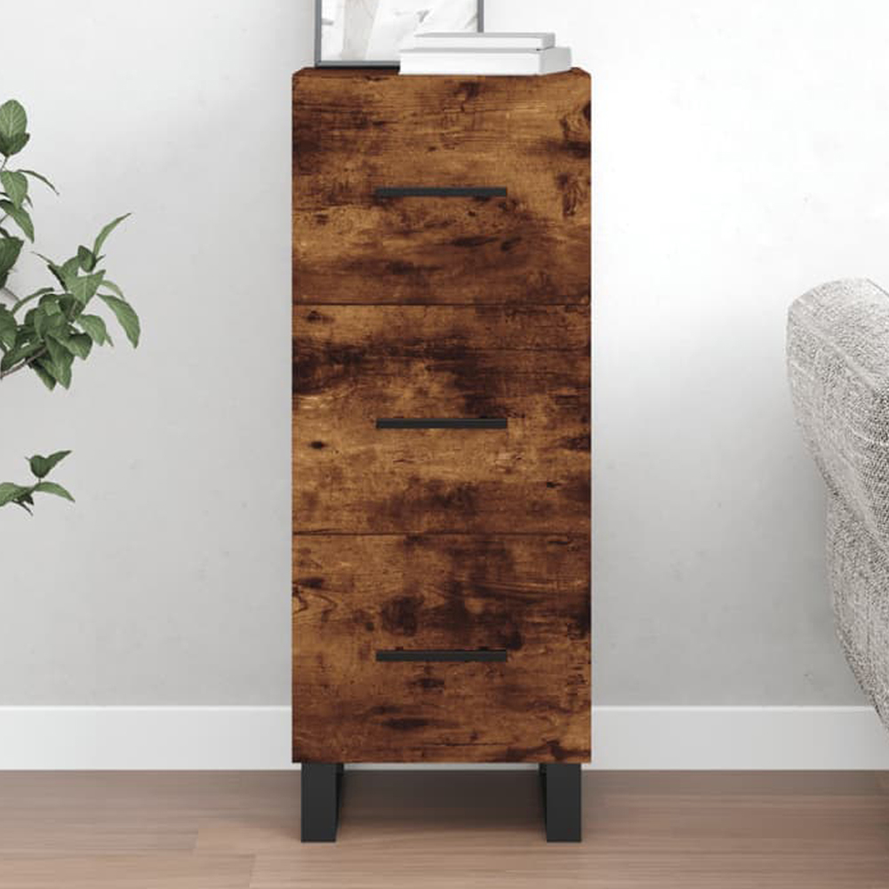 vidaXL 3 Drawer Smoked Oak Sideboard Image 1