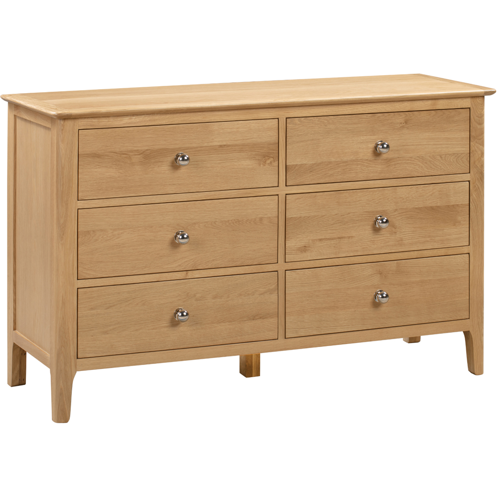 Julian Bowen Cotswold 6 Drawer Oak and Veener Wide Chest of Drawers Image 2