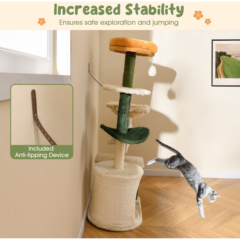 Costway Multicolour Multi Level Cat Tree with Sisal Post and Pad 114cm Image 6