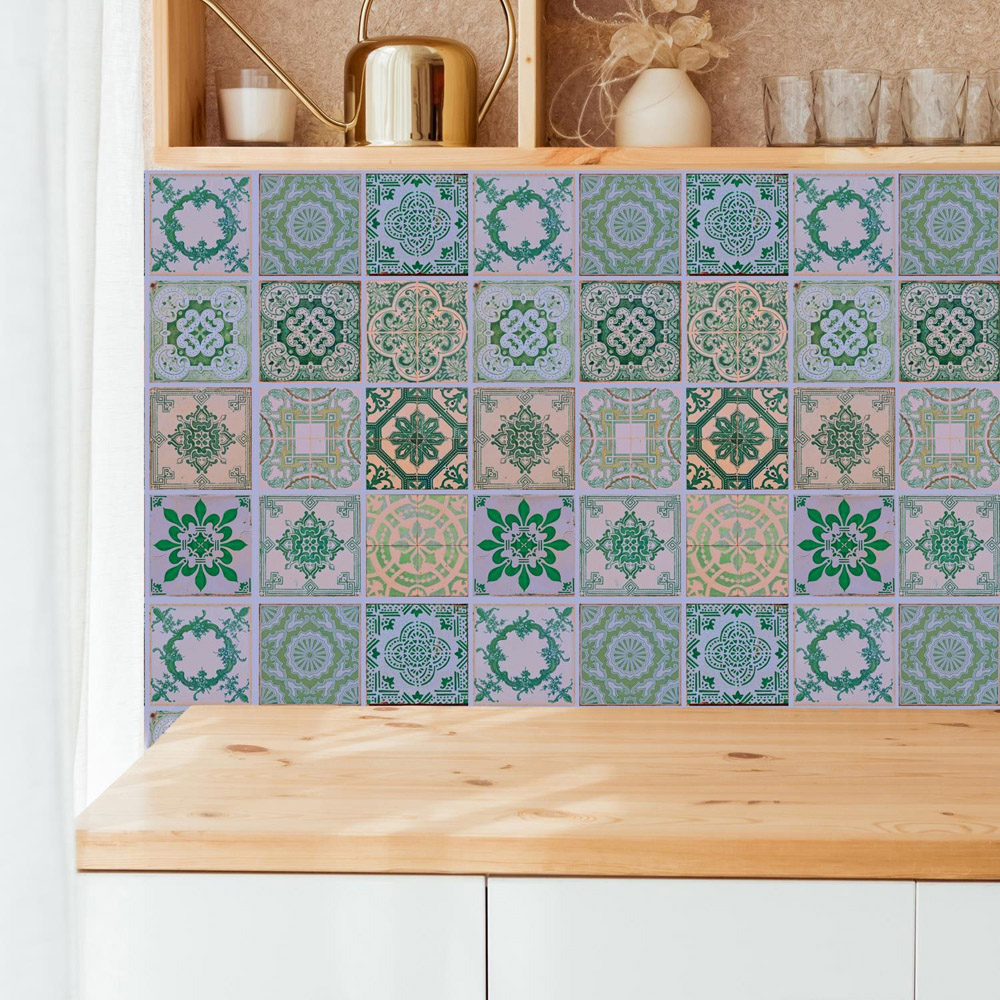 Walplus Vintage Green Antique Azulejo Wall Tile Sticker 15 x 15cm 24 Pack Image 4