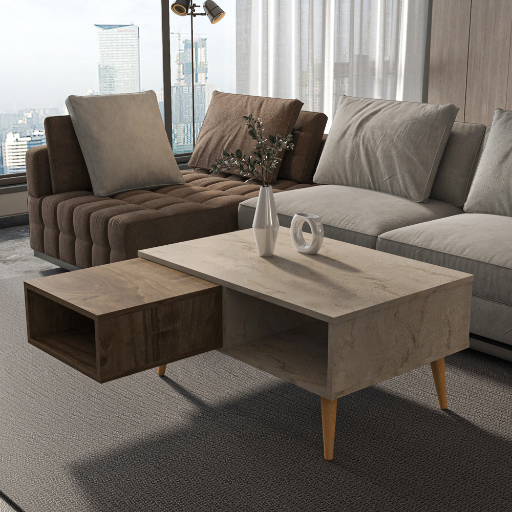 Decorotika Oberon 2 Shelf Traverter Walnut Coffee Table Image 5