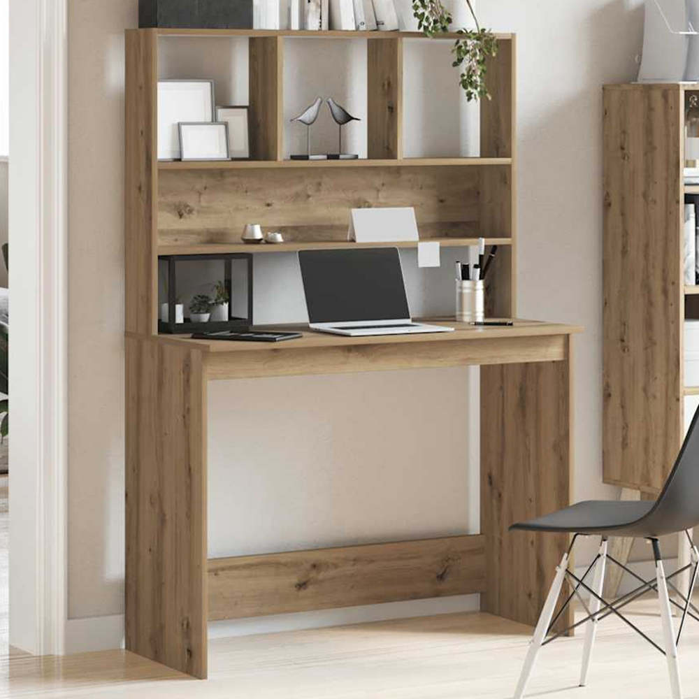 vidaXL 4 Shelf Study Desk Artisan Oak Image 1