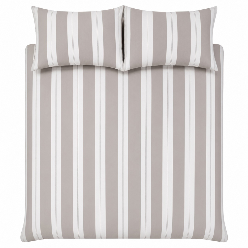 Smart Living Double White and Mink Lurex Stripe Jacquard Duvet Cover Set Image 4