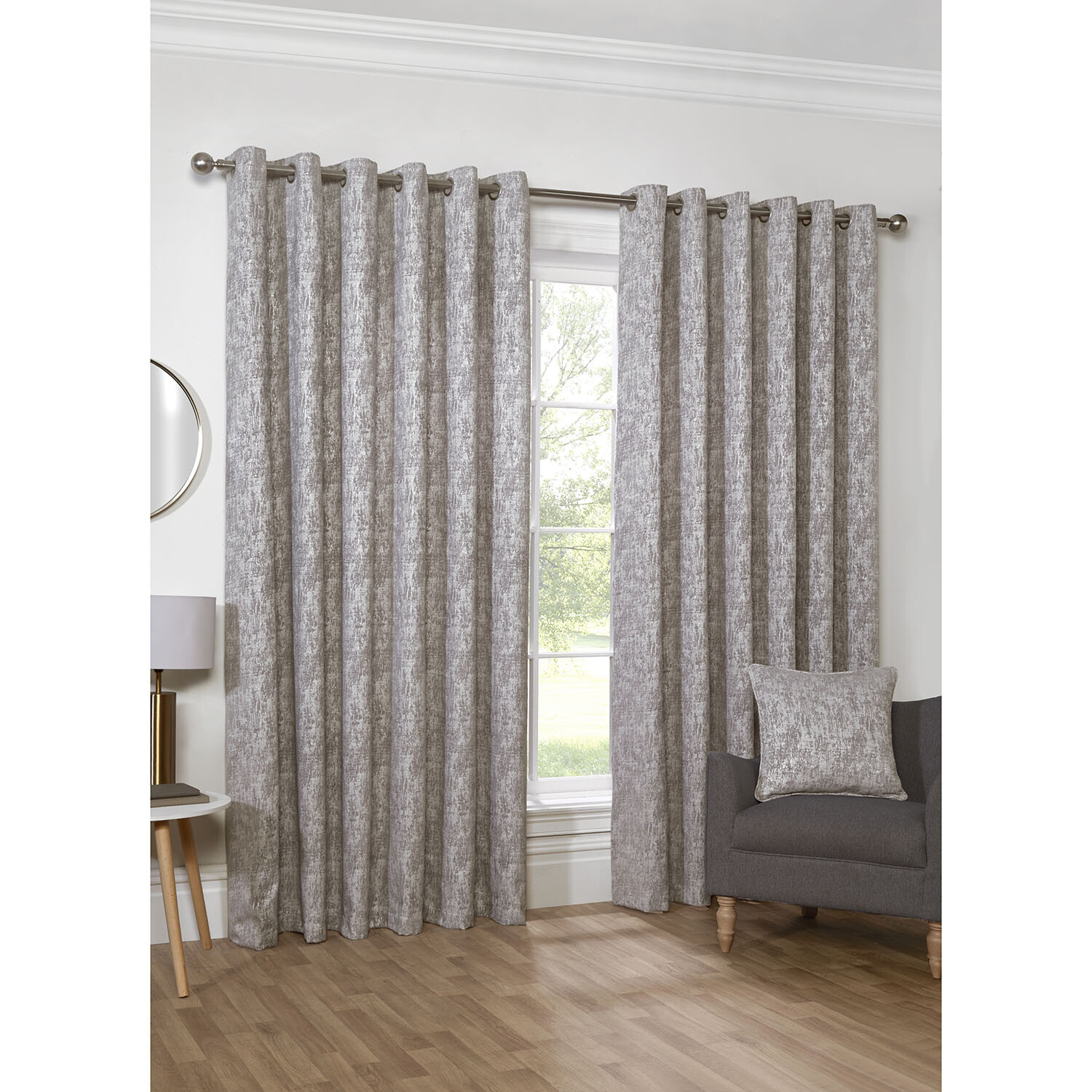 Amara Chenille Eyelet Curtain - Silver / 168cm / 228cm Image 2