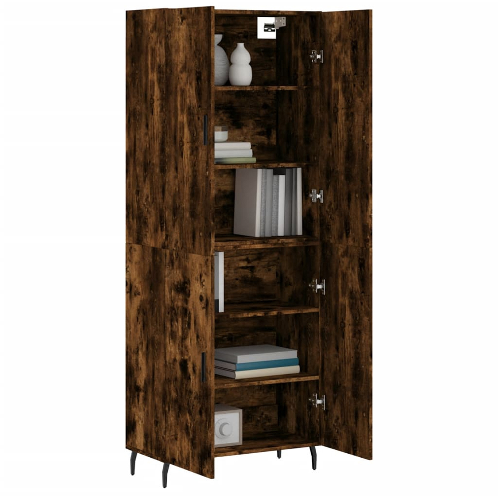 vidaXL 4 Door 6 Shelf Smoked Oak Highboard with Metal Legs Image 3