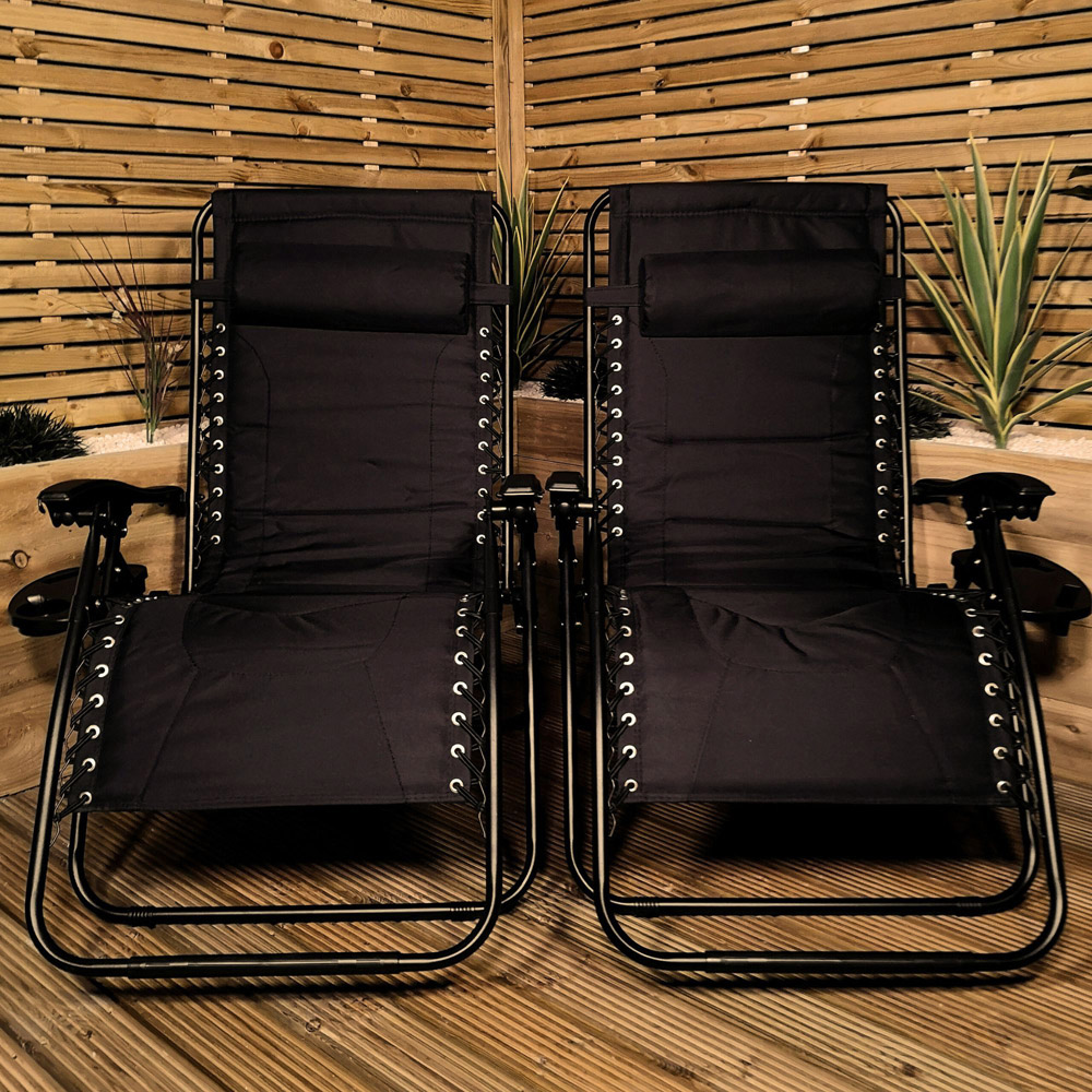 Samuel Alexander Set of 2 Black Multi Position Garden Sun Loungers Image 7