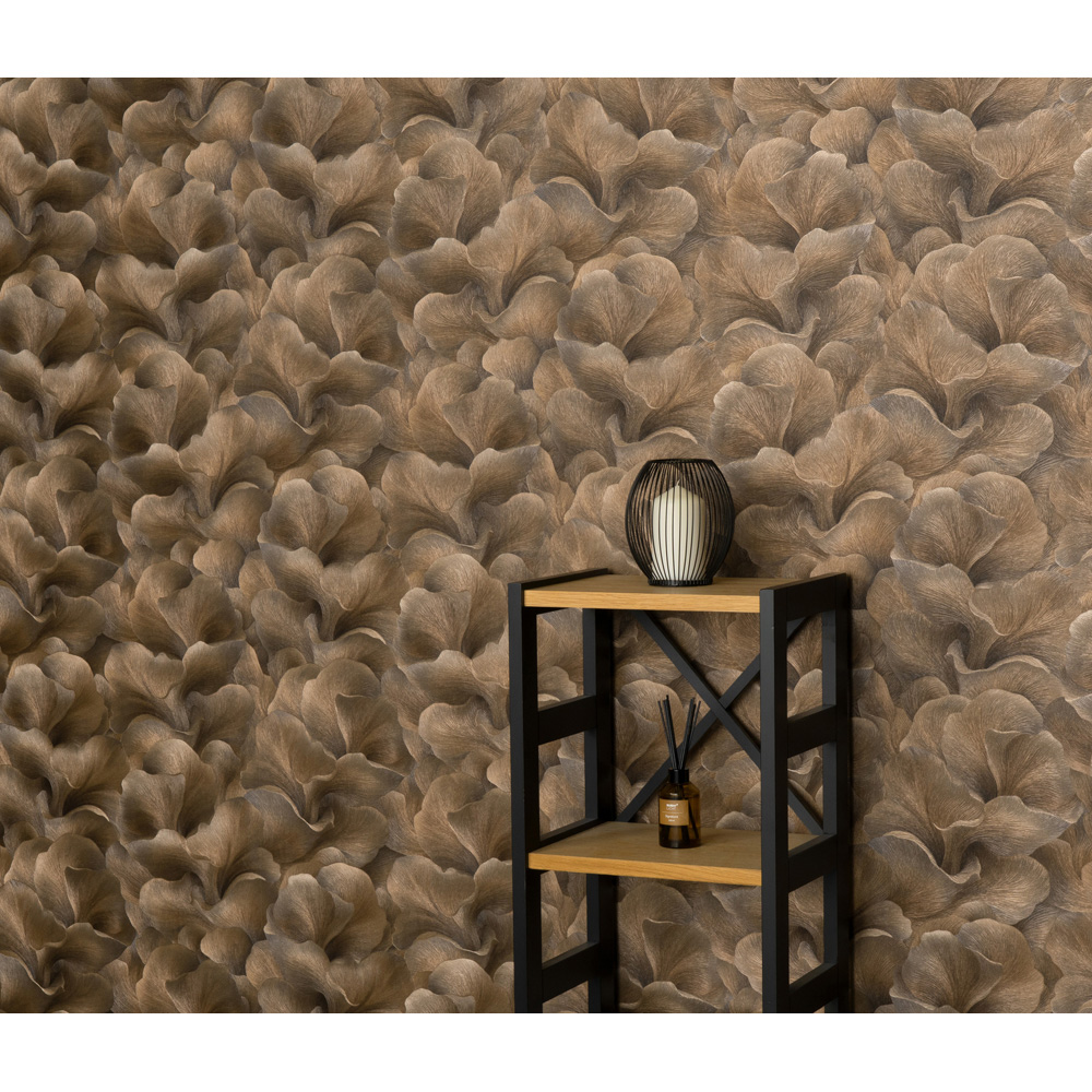 Erismann Floral Glow Brown Vinyl Wallpaper Image 2