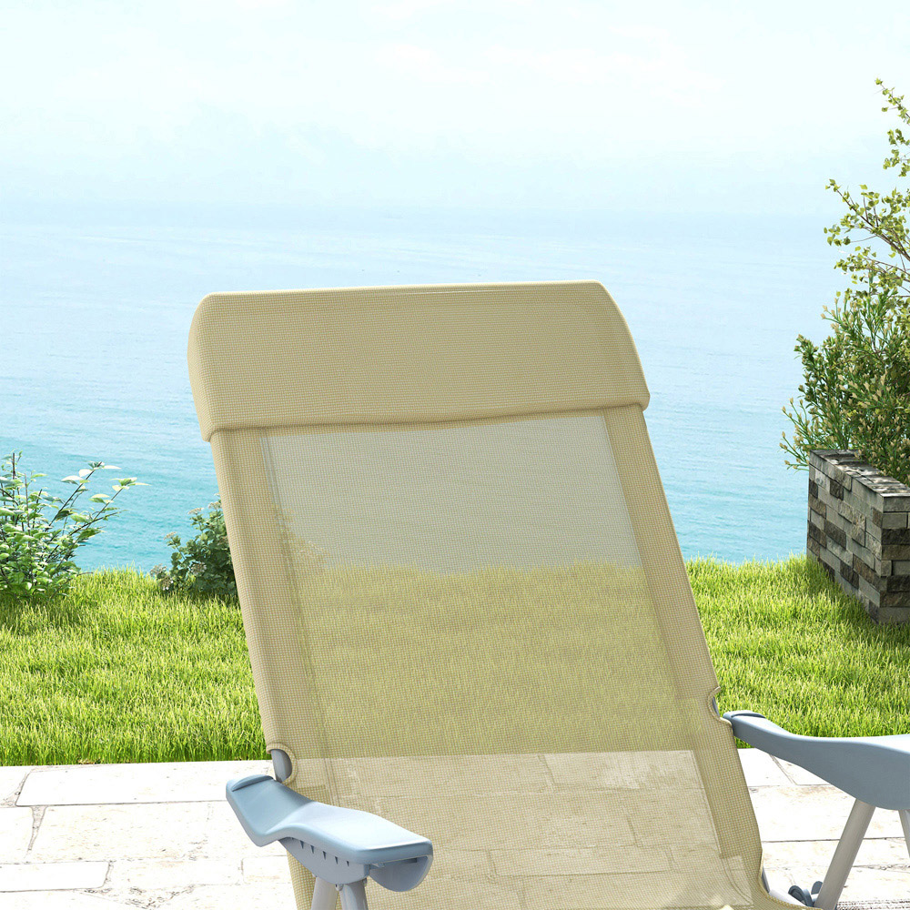 Outsunny Set of 2 Beige Reclining Outdoor Sun Loungers Image 3