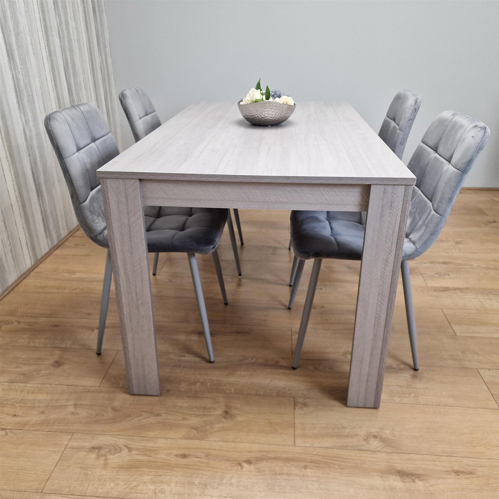 Portland 4 Seater Velvet Dining Set Grey Image 5