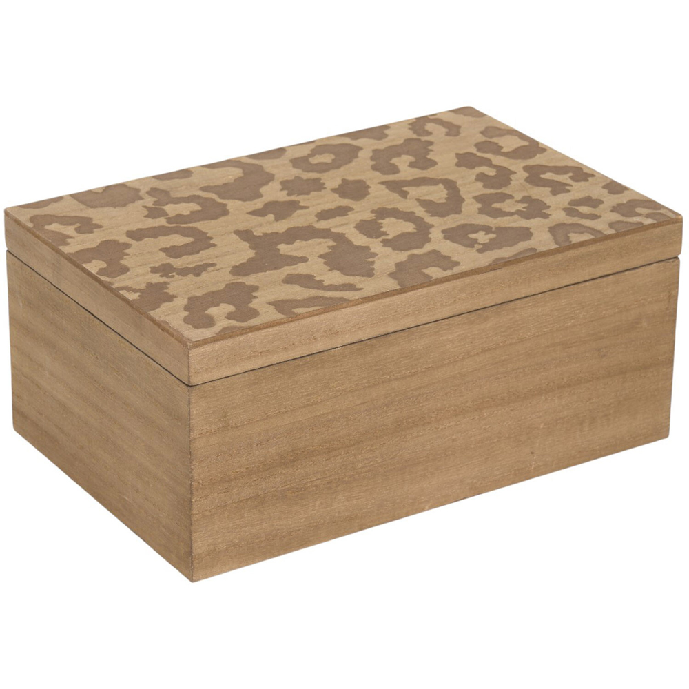 Set of 2 Leopard Wooden Boxes Brown Image 4