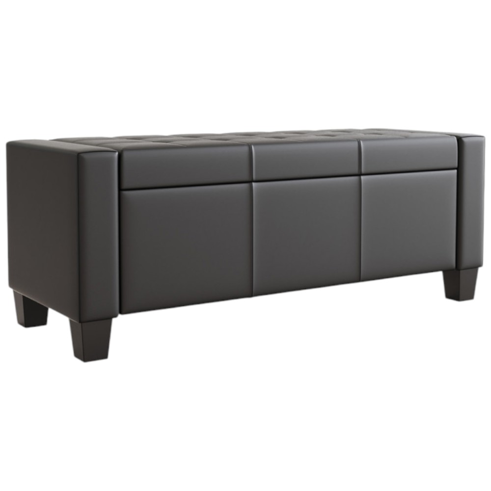 GFW Verona Black Ottoman Storage Bench Image 2