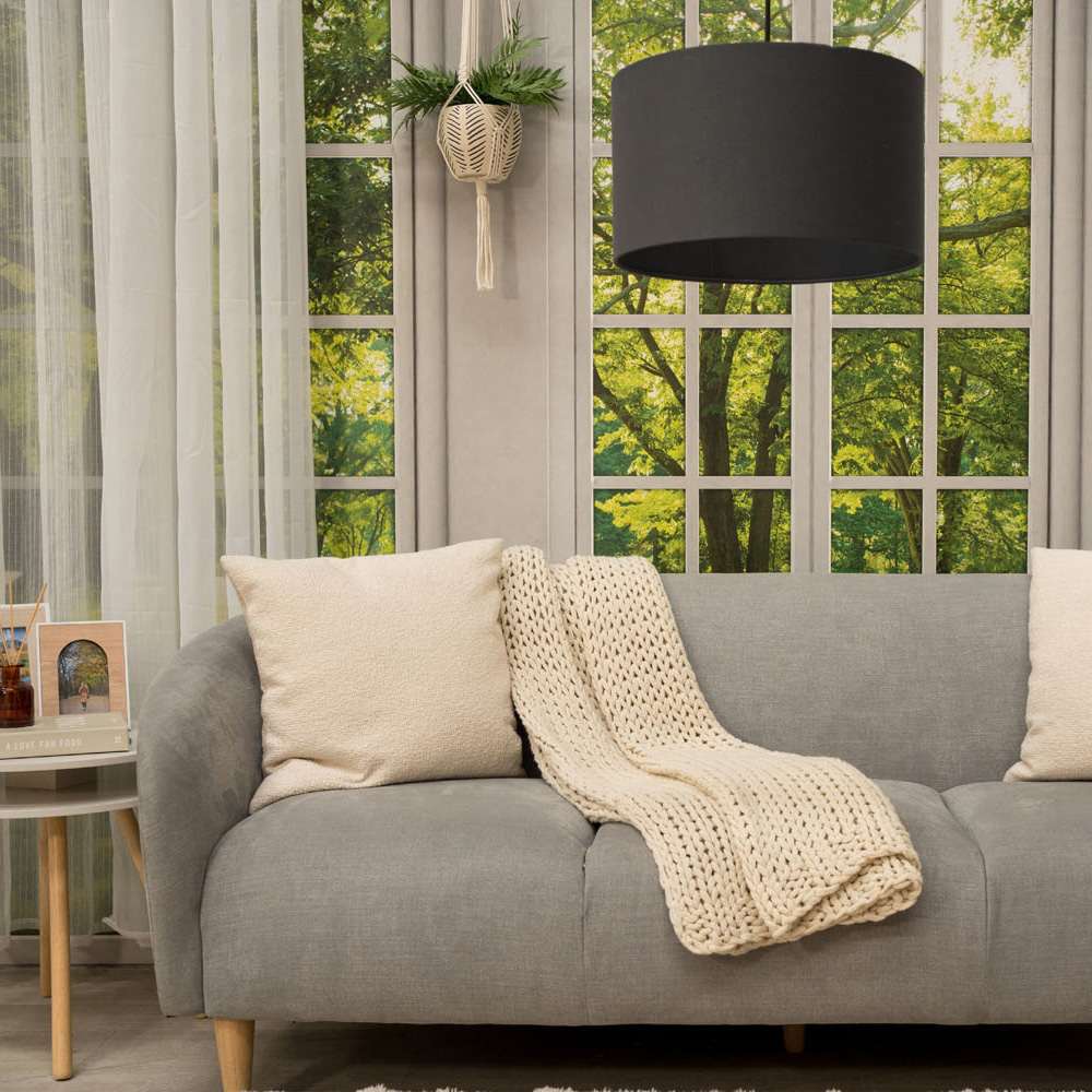 ValueLights Reni Charcoal Ceiling Drum Lamp Shade Medium Image 5