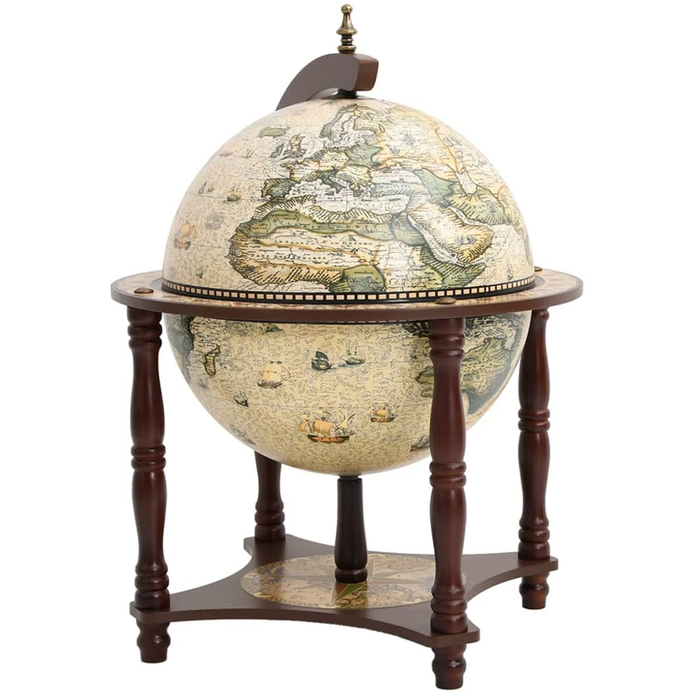 vidaXL Brown Antique Style Globe Bar Wine Stand Image 4