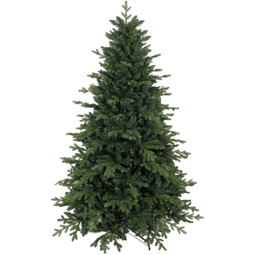 HOMCOM Hinged Branches Artificial Christmas Tree with 2080 Branch Tips and Metal Base 7ft Image 1