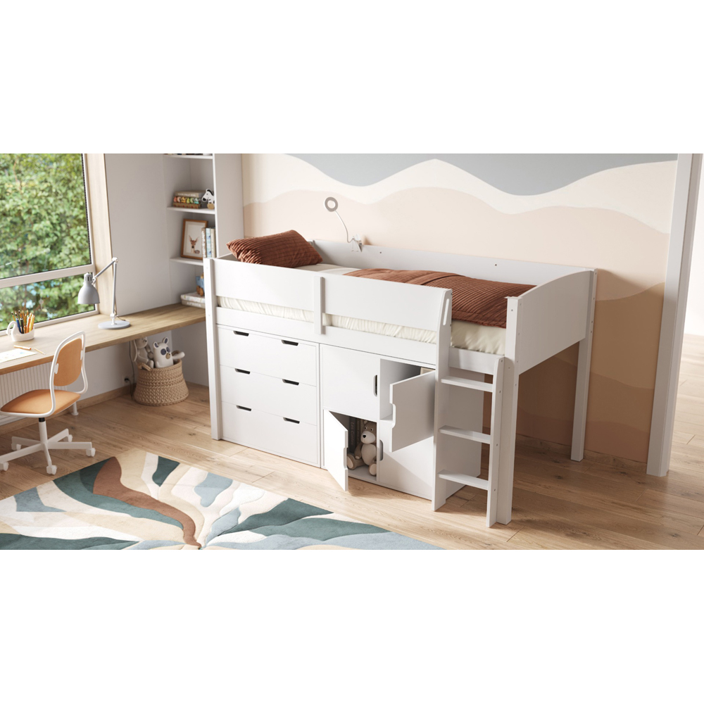 Flair Loop White Mid Sleeper Bed with Storage and Reversible Ladder Image 2