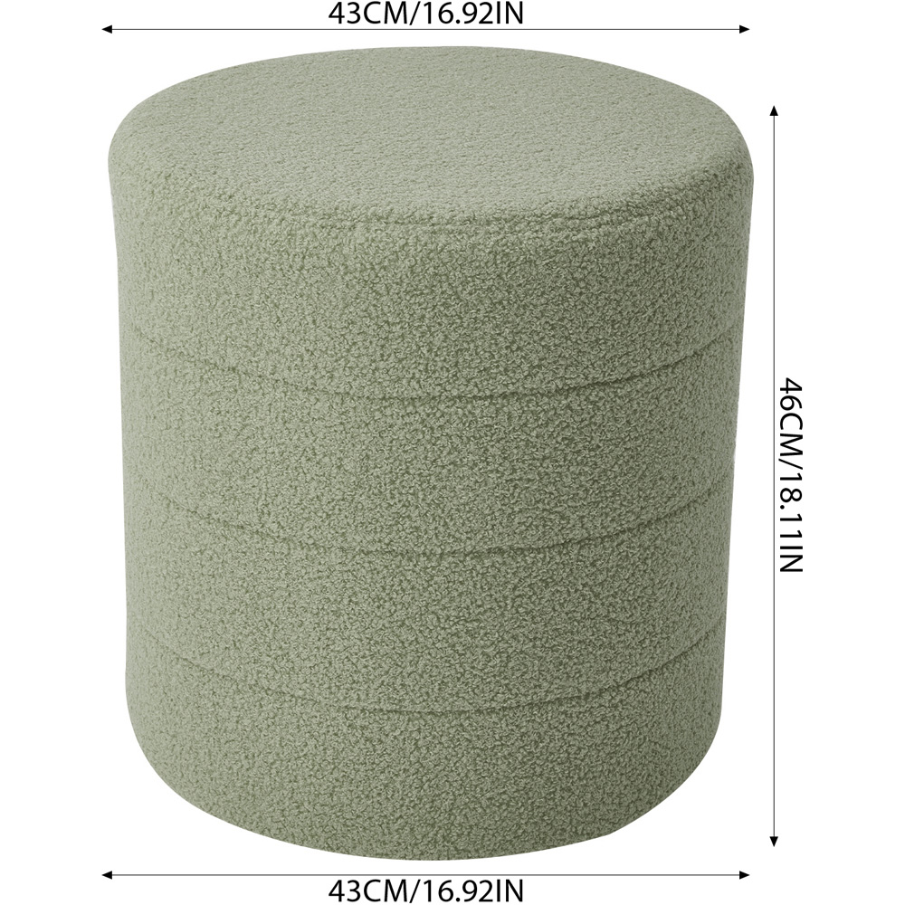 Living and Home Muted Green Teddy Fleece Tub Design Round Footstool Image 9
