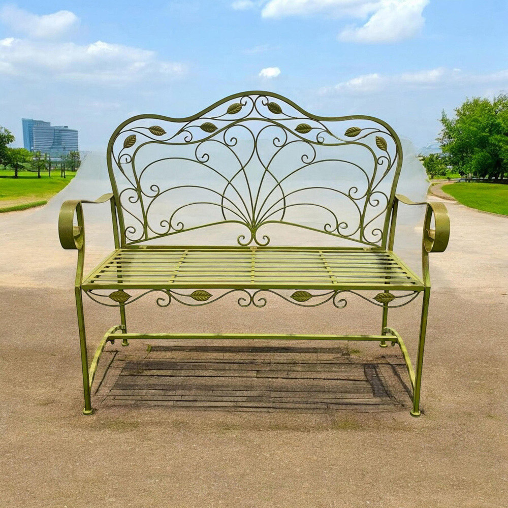 Acacia Home 2 Seater Leaf Green Garden Bench Image 3