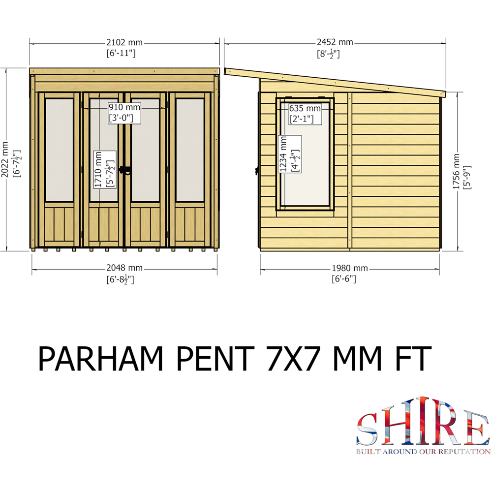 Shire Parham 7 x 7ft Shiplap Pent Garden Summerhouse Image 9