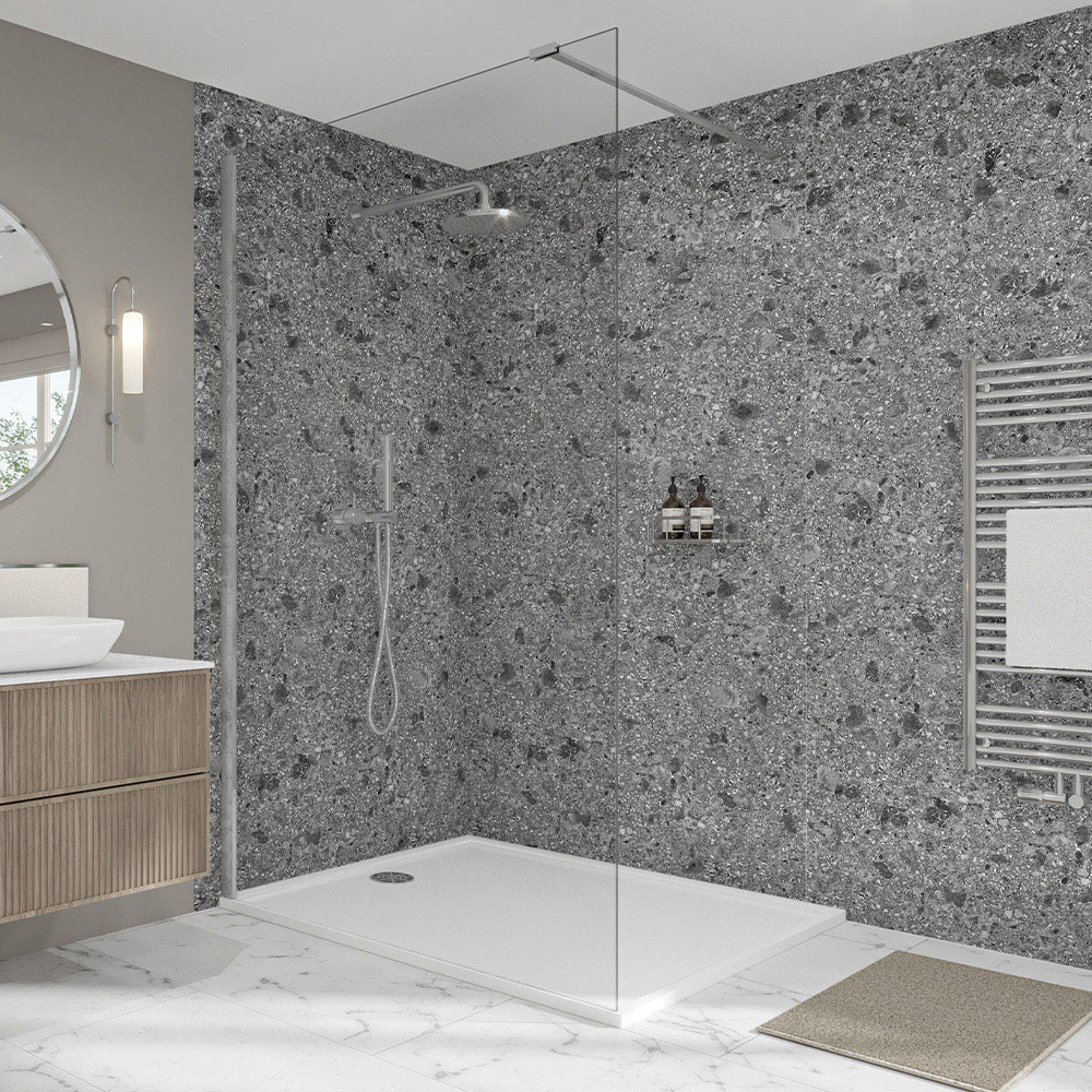 Wetwall Elite Terrazzo Storm Tongue and Groove Shower Panel 2420 x 600mm Image 1