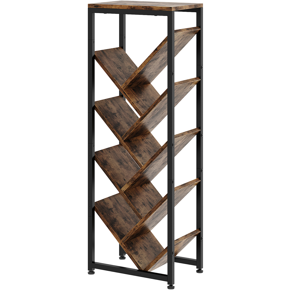 Living and Home 9 Shelf Black and Dark Wood Freestanding Tree Bookcase Image 2