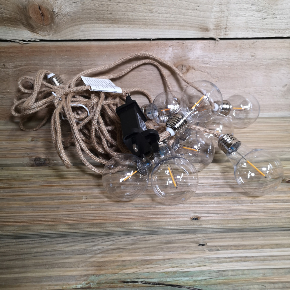 Samuel Alexander 10 Warm White A60 Bulb Jute Rope Party Festoon Light 4.5m Image 3