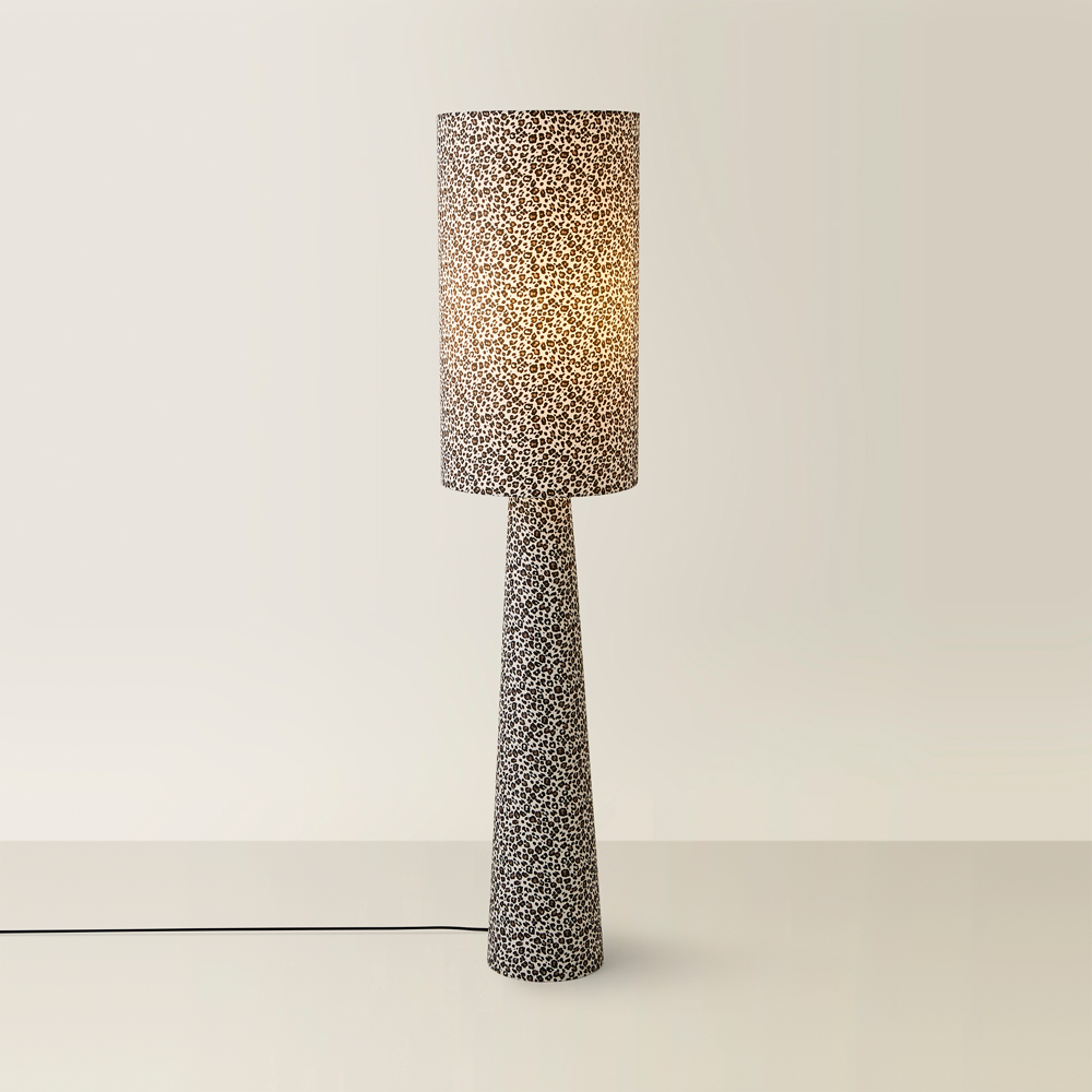 ValueLights Bertie Leopard Print Full Fabric Midi LED Floor Lamp Image 5