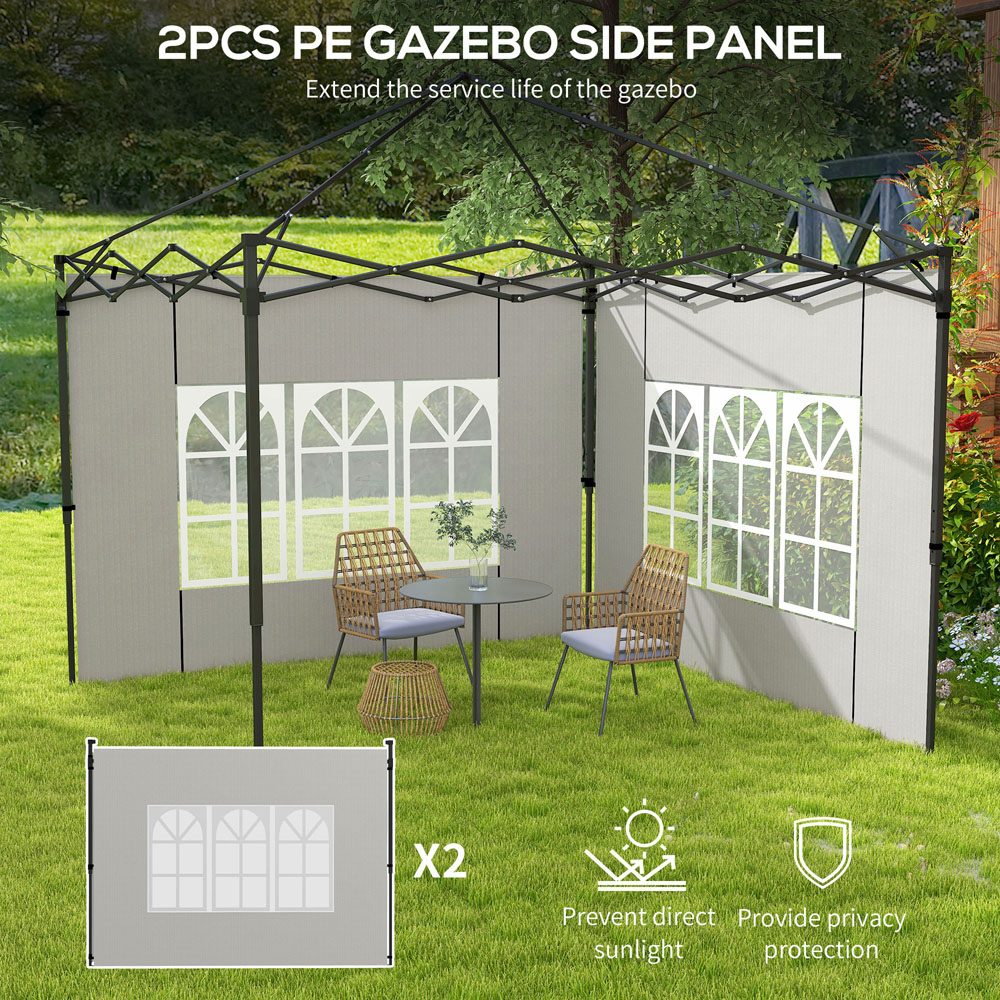 Outsunny 2 x 3m White Gazebo Replacement Side Panel with Window 2 Pack Image 4